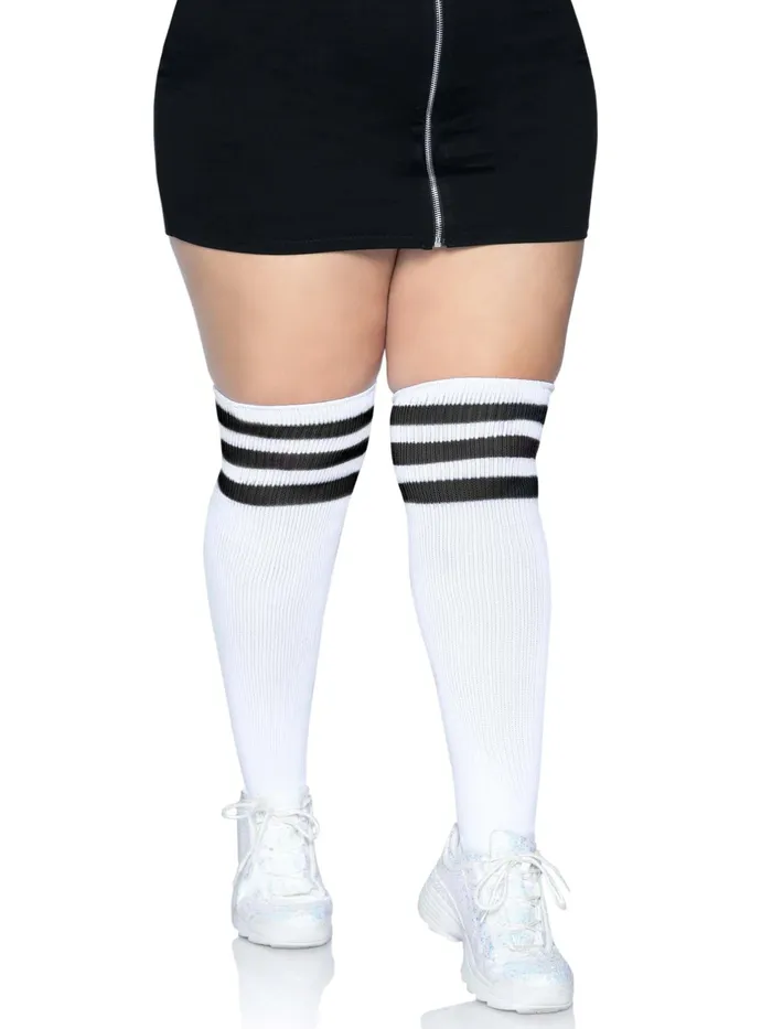 Anal Leg Avenue Over the Knee Athletic Socks 1x2x Whiteblack