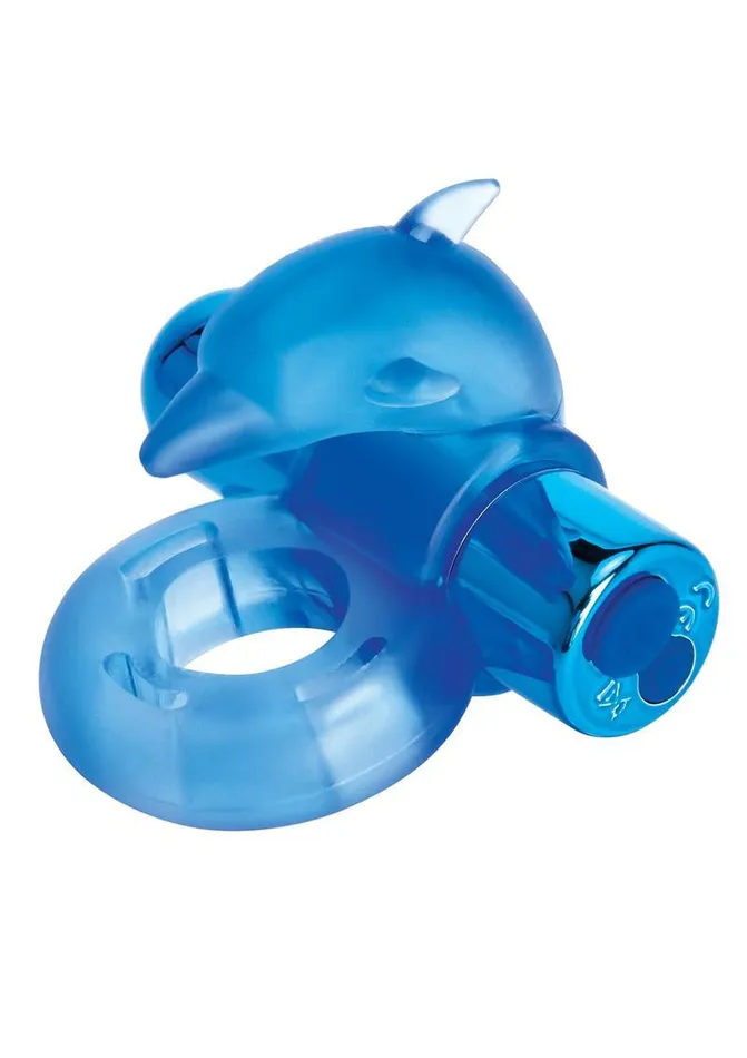 Bodywand Vibrators Bodywand Rechargeable Dancing Dolphin Ring Blue