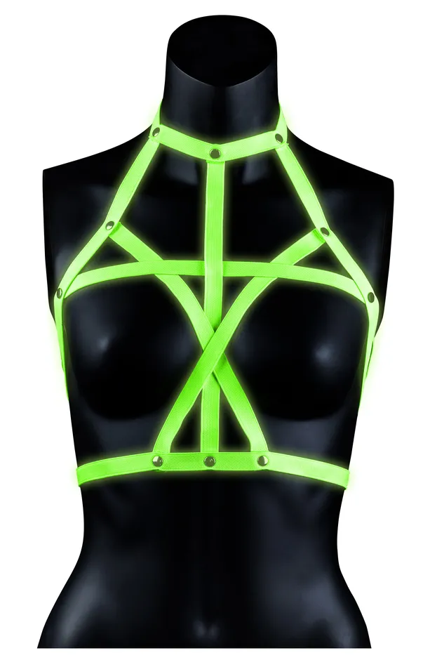 Bra Harness Smallmedium Glow in the Dark Shots Ouch Female Sex Toys