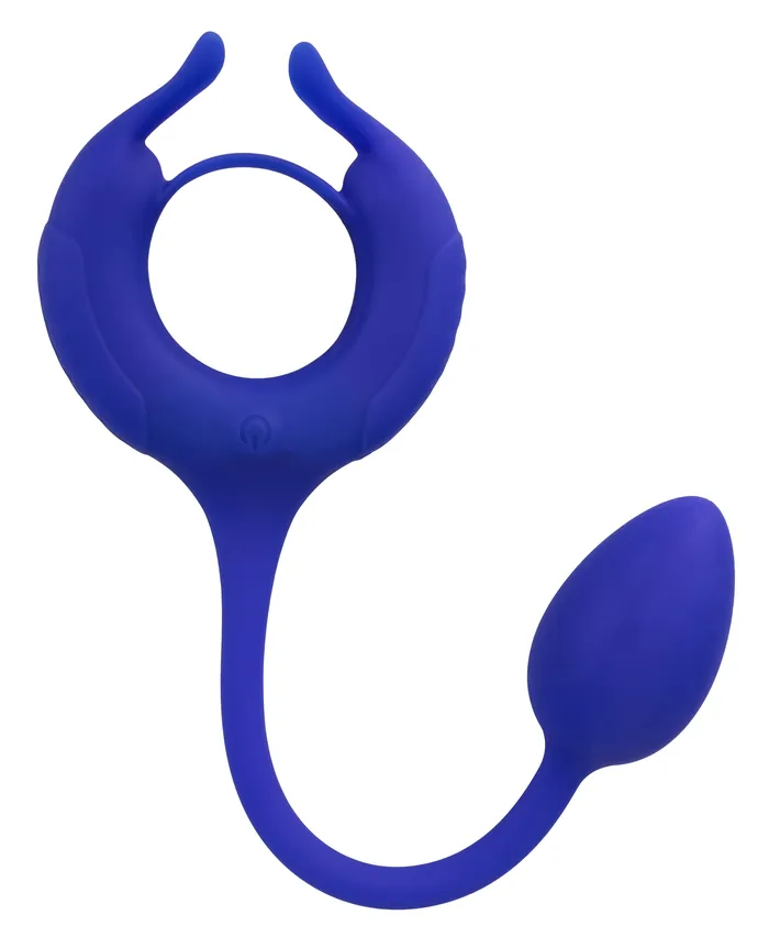 CalExotics Admiral Plug and Play Weighted Cock Ring Blue Male Sex Toys