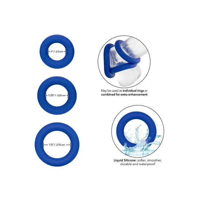 California Exotic Male Sex Toys Admiral Universal Cock Ring Set Blue
