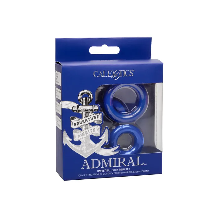 California Exotic Male Sex Toys Admiral Universal Cock Ring Set Blue