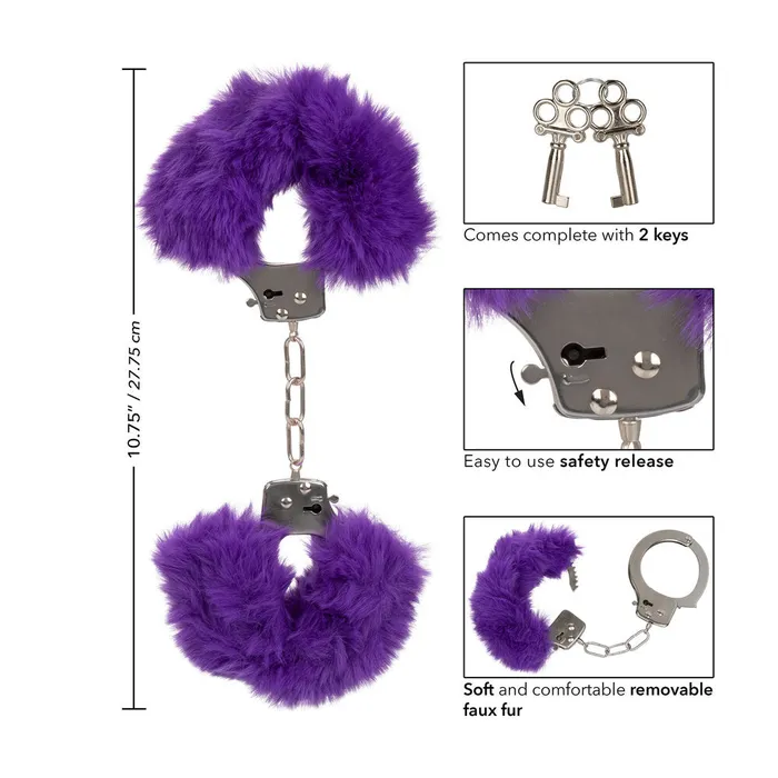 California Exotic Vibrators Ultra Fluffy Furry Cuffs Purple