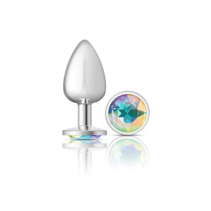 Cheeky CharmsSilver Metal Butt Plug RoundClearLarge Viben Anal