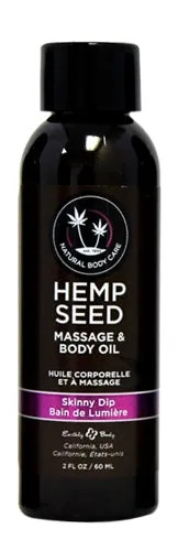 Couples Earthly Body Hemp Seed Massage and Body Oil Skinny Dip 2 Fl Oz 60ml
