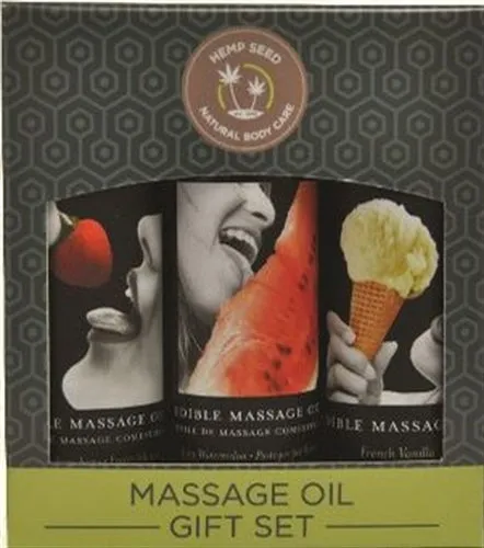 Couples Edible Massage Oil Gift Set Box 2 Fl Oz Bottles Strawberry Watermelon Vanilla Earthly Body Couples Edible Massage Oil Gift Set Box 2 Fl Oz Bottles Strawberry Watermelon Vanilla Earthly Body
