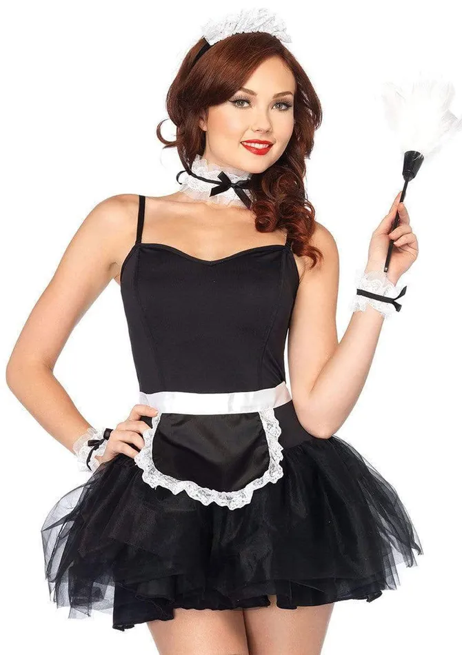 Couples Lace French Maid Costume Kit Leg Avenue