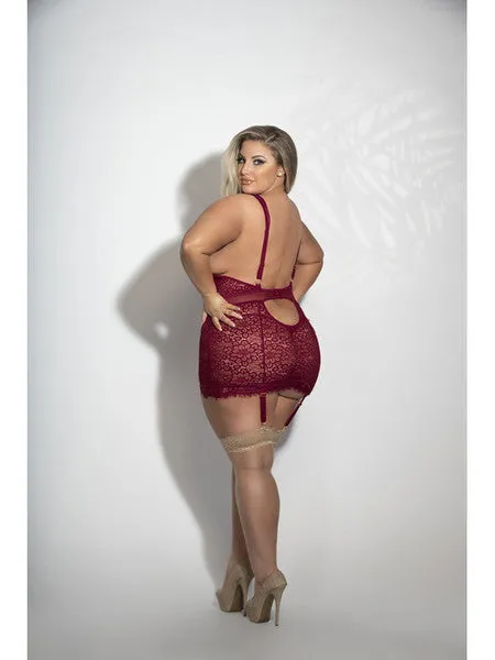 Couples Seven Til Midnight Two Piece Eyelash and Floral Lace Chemise And GString Set STM11282XWine3X4X H Couples Seven Til Midnight Two Piece Eyelash and Floral Lace Chemise And GString Set STM11282XWine3X4X H