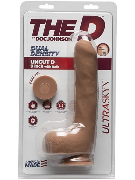 Dildos Doc Johnson The D Uncut D 9 Inch with Balls ULTRASKYN Caramel