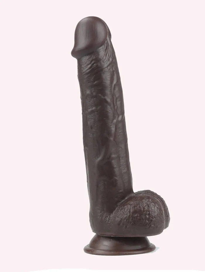 Dildos Get Lucky 9 Inch Real Skin Dildo Dark Brown Voodoo Toys