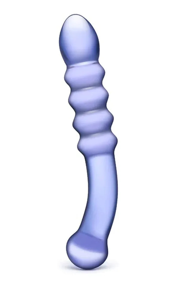 Dildos Glas Purple Rain Ribbed Dildo