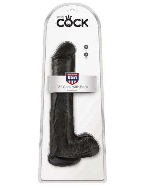 Dildos Pipedream Products King Cock 13 in Cock with Balls Black