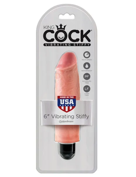 Dildos Pipedream Products King Cock 6 in Vibrating Stiffy White Flesh