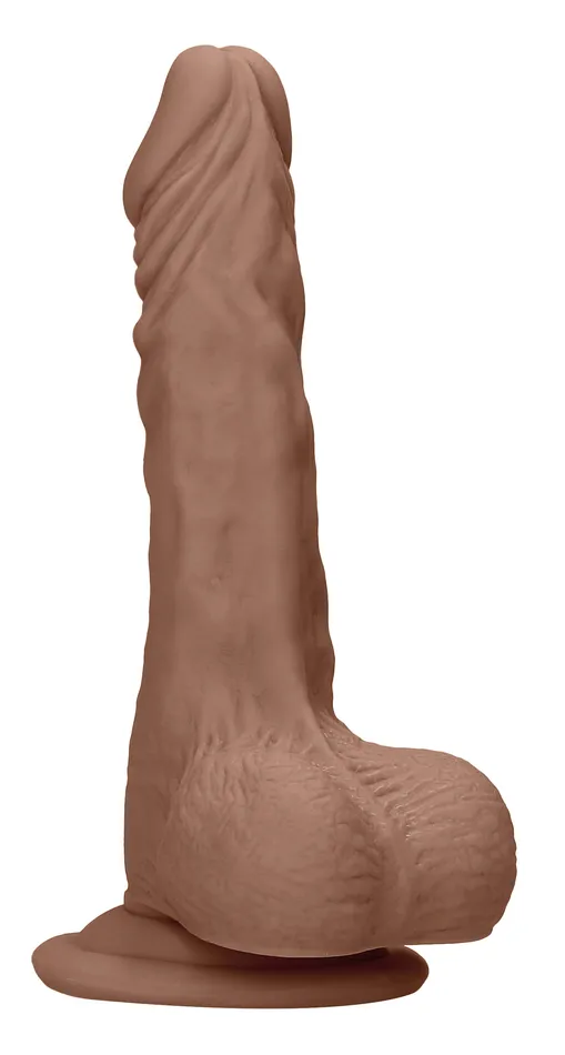 Dildos Shots RealRock 8 Inch Dong With Testicles Tan