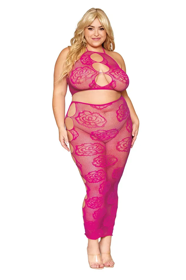 Dreamgirl Male Sex Toys Bralette and Long Skirt Queen Size Beet
