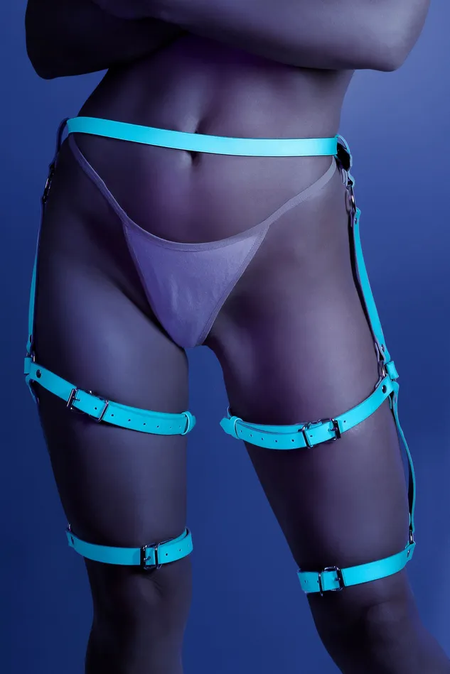 Fantasy Lingerie Vibrators Leg Harness One Size Light Blue