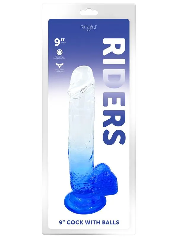 Female Sex Toys Playful Playful Riders 9 in Cock with Balls Blue Female Sex Toys Playful Playful Riders 9 in Cock with Balls Blue