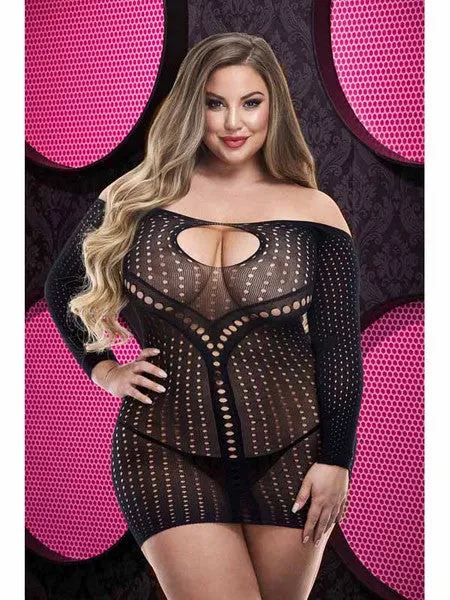 Jacquard Mini Dress LC67 Black XL Lapdance Lingerie Anal