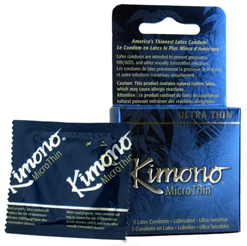 Kimono Condoms Kimono Microthin Ultra Thin 3 Pack Male Sex Toys
