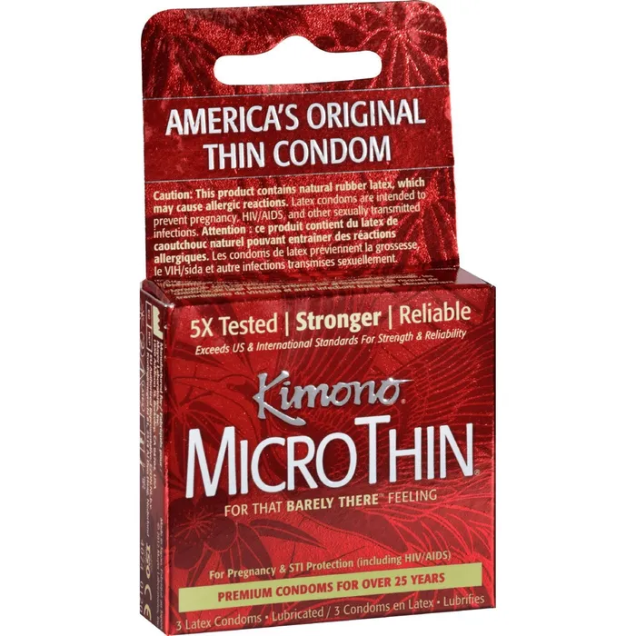 Kimono Condoms Male Sex Toys Kimono Microthin Ribbed Plus SensiDots 3 Pack
