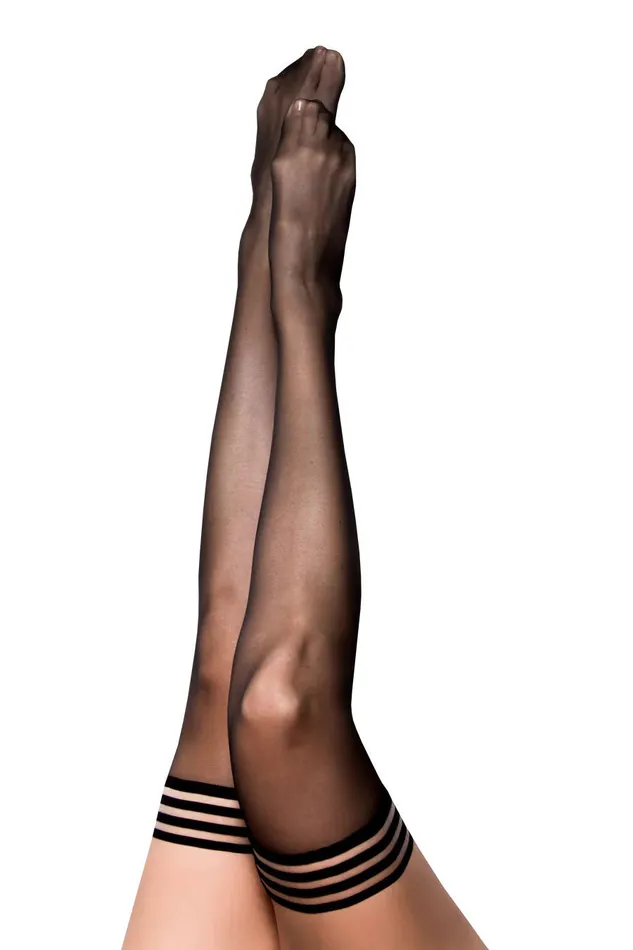 Kixies Anal Taylor Silky Sheer Thigh High Size a Black
