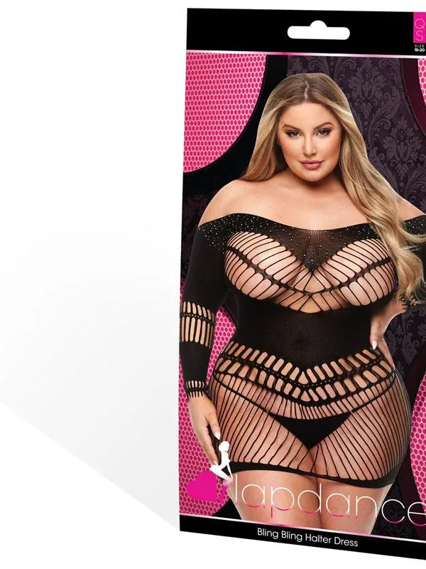 Lapdance Lingerie Anal Bling Bling Halter Dress Black Q ENV Lapdance Lingerie Anal Bling Bling Halter Dress Black Q ENV