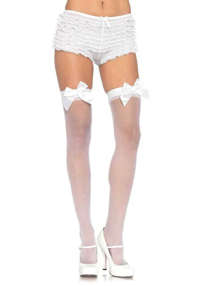 Leg Avenue Sheer Thigh Highs One Size White Bodystockings Playsuits