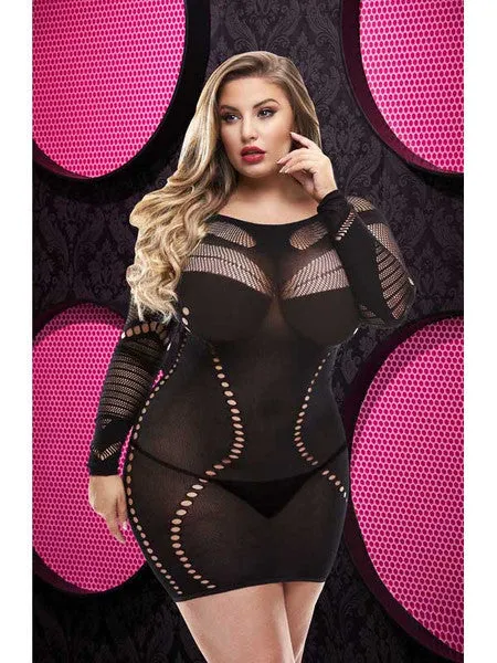 Long Sleeve Mini Dress LC65 Black XL Lapdance Lingerie Male Sex Toys
