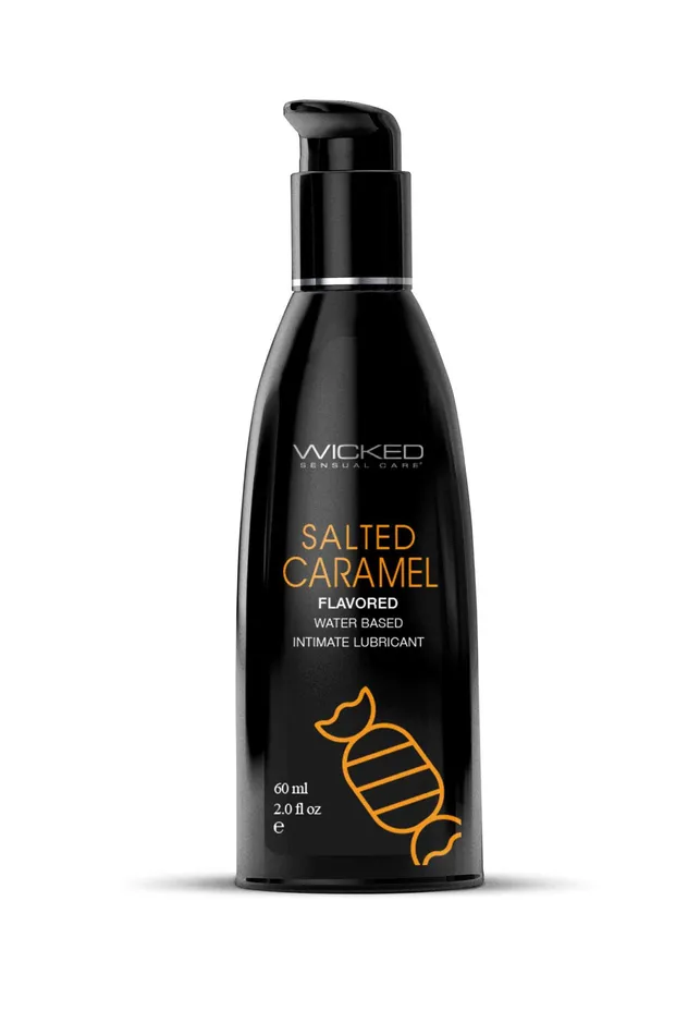 Lubricants Aqua Salted Caramel Flavored Water Based Intimate Lubricant 2 Fl Oz Wicked Sensual Care
