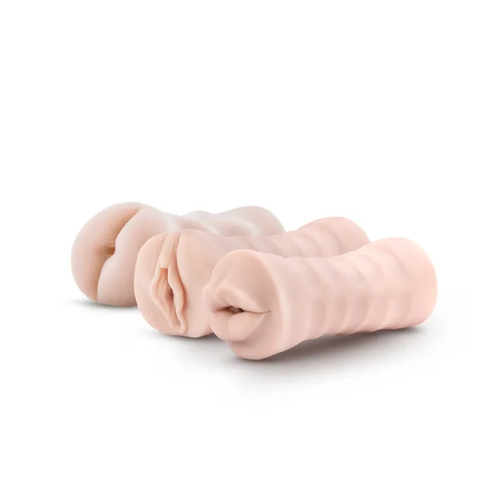 M for Men 3Pack SelfLubricating Vibrating Stroker Sleeve Kit Vanilla Blush Male Sex Toys M for Men 3Pack SelfLubricating Vibrating Stroker Sleeve Kit Vanilla Blush Male Sex Toys