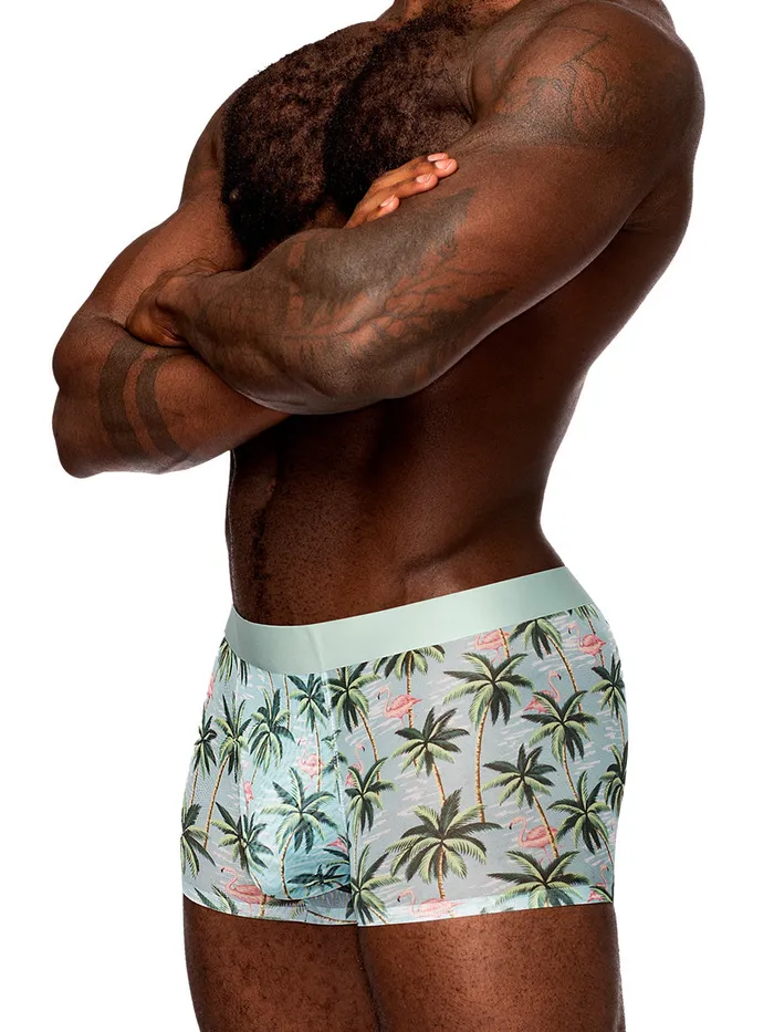 Male Power Hosiery Sheer Prints Seamless Sheer Short Large Flamingo