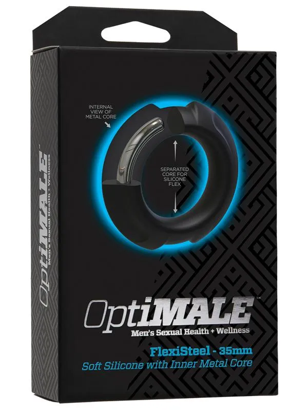 Male Sex Toys Doc Johnson OptiMALE FlexiSteel Silicone Metal Core Cock Ring 35mm Black Male Sex Toys Doc Johnson OptiMALE FlexiSteel Silicone Metal Core Cock Ring 35mm Black