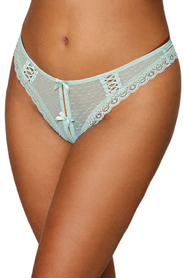 Male Sex Toys Dot Mesh Open Crotch Thong Large Mint Dreamgirl