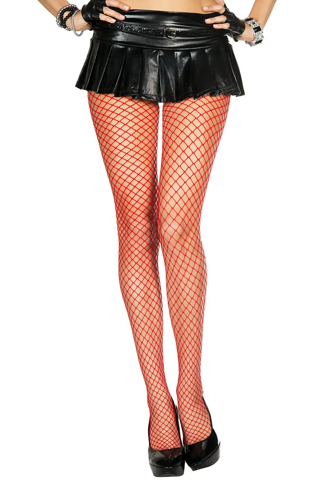 Music Legs Vibrators Mini Diamond Net Spandex Pantyhose One Size Red