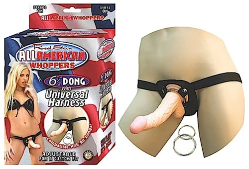 Nasstoys Dildos All American Whoppers 65Inch Dong With Universal Harness Flesh Nasstoys Dildos All American Whoppers 65Inch Dong With Universal Harness Flesh