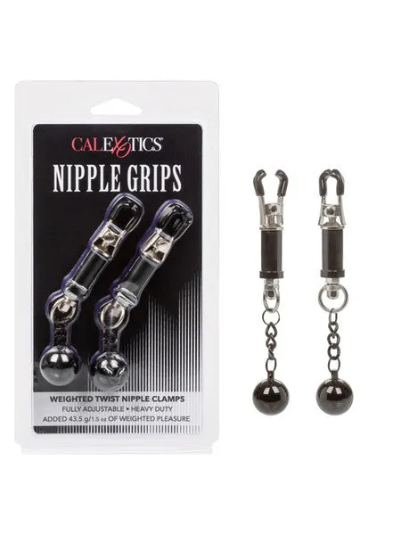 Nipple Grips Weighted Twist Nipple Clamps CalExotics Female Sex Toys