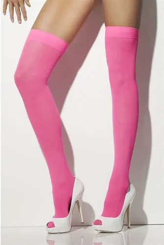 Opaque Hold Ups Neon Pink Fever Lingerie Vibrators