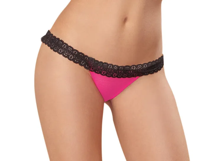 Panty Large Hot Pink Black Dreamgirl Vibrators