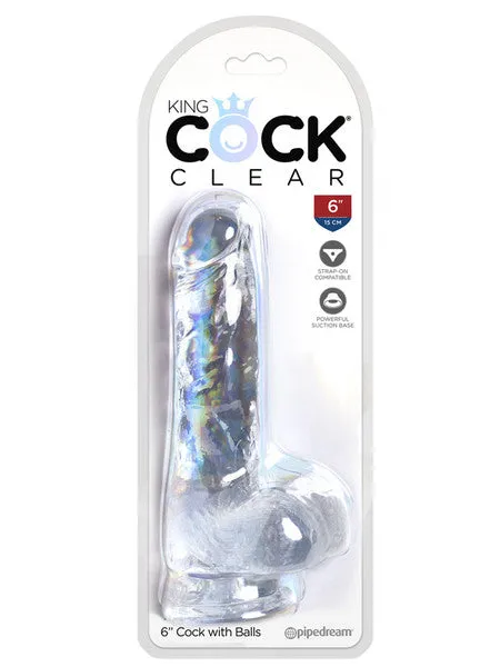 Pipedream Products Dildos King Cock Clear 6 in Cock with Balls