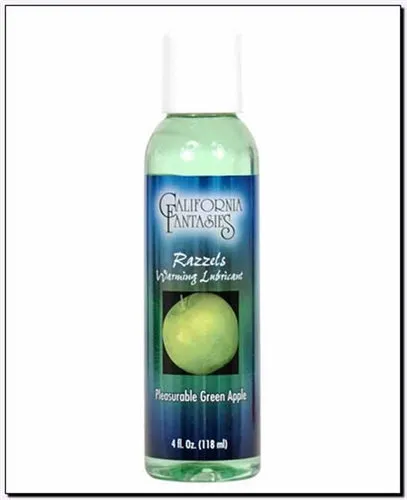 Razzels Warming Lubricant Pleasurable Green Apple 4 Oz Bottle California Fantasies Lubricants