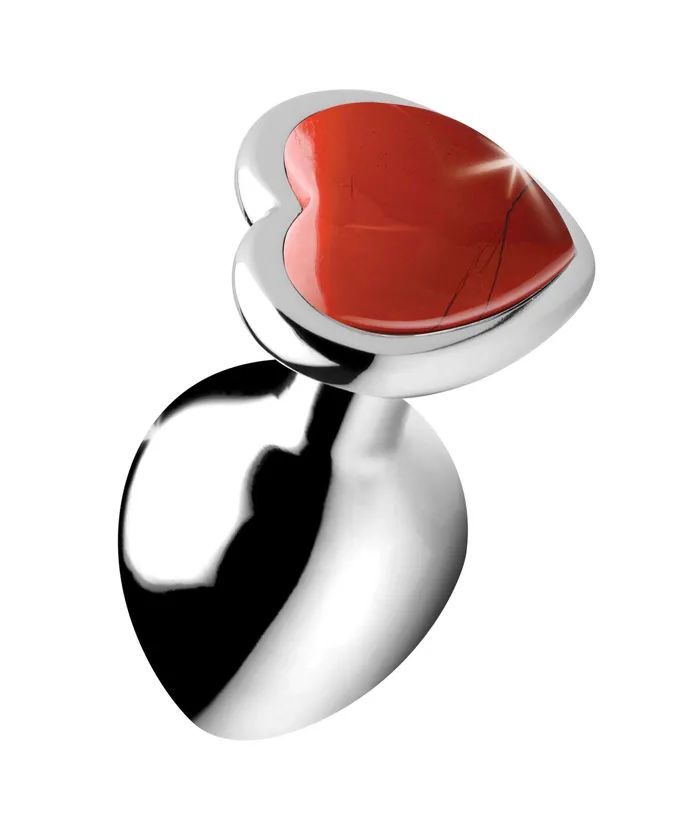 Red Jasper Heart Anal Plug Medium XR Brands Booty Sparks Male Sex Toys