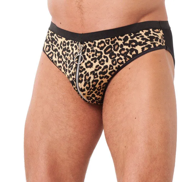 Rimba Male Sex Toys Mens Animal Print Briefs With Zipper