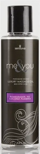 Sensuva Couples Me and You Massage Oil Pomegranate Fig Coconut Plumeria 42 Oz