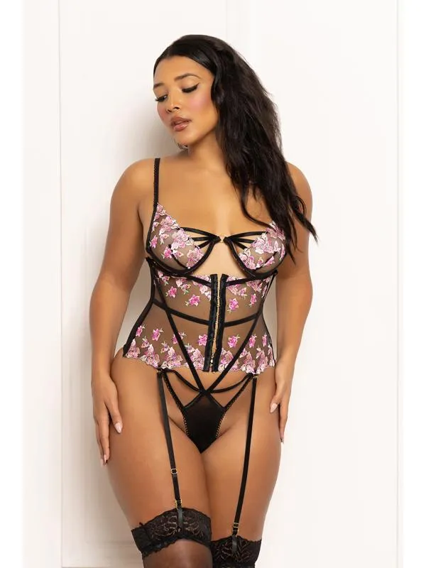 Seven Til Midnight Anal Multicolored Embroidered Floral Galloon Lace Teddy With Underwire STM11649BLACKS H Seven Til Midnight Anal Multicolored Embroidered Floral Galloon Lace Teddy With Underwire STM11649BLACKS H