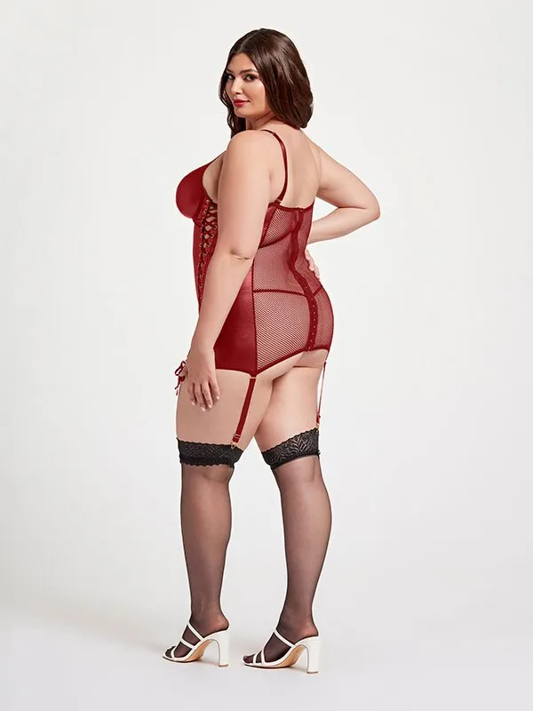 Seven Til Midnight Female Sex Toys Midnight Love Vegan Leather Two Piece Chemise and Panty Set STM11492XWine3X4X Seven Til Midnight Female Sex Toys Midnight Love Vegan Leather Two Piece Chemise and Panty Set STM11492XWine3X4X