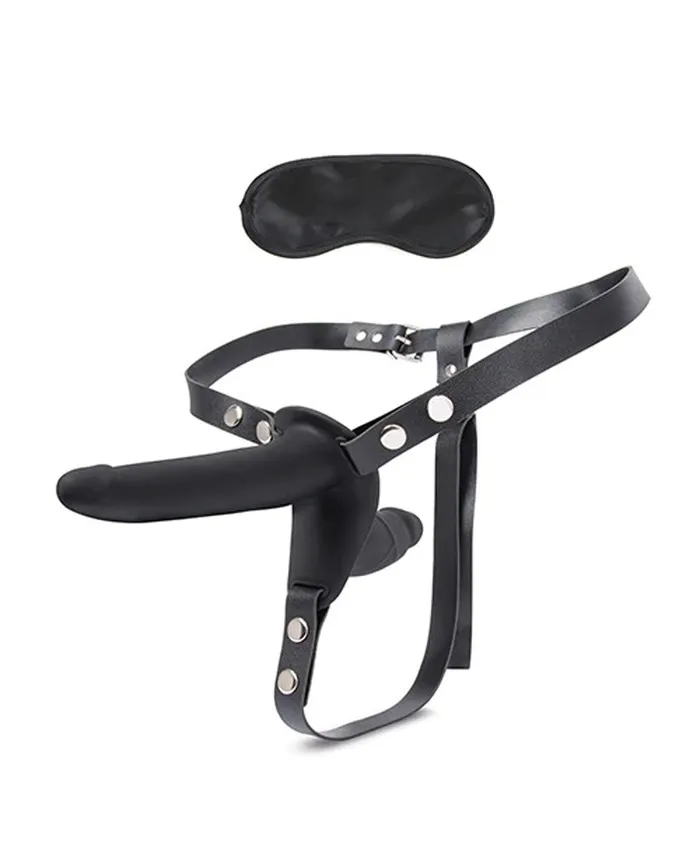 Silicone Strap on Harness Dildo With Internal Penetration Black Lux Fetish Female Sex Toys Silicone Strap on Harness Dildo With Internal Penetration Black Lux Fetish Female Sex Toys