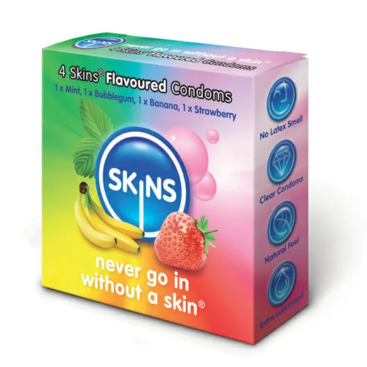 Skins Flavoured Condoms 4 Pack Skins Condoms Enhancers