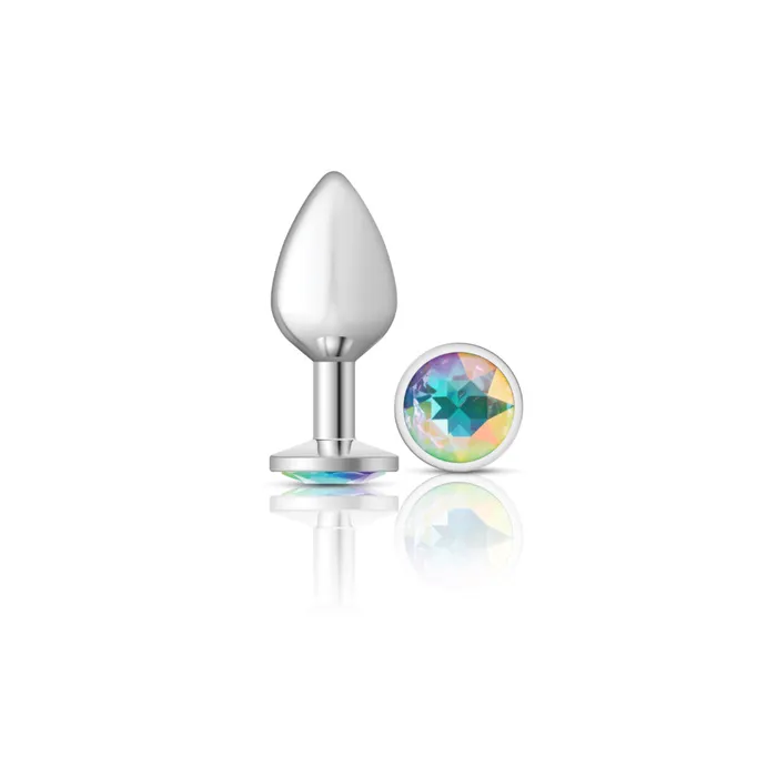 Viben Anal Cheeky CharmsSilver Metal Butt Plug RoundClearMedium
