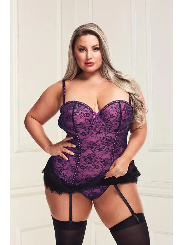 Vibrators Baci Baci Bustier And Gstring Purple 1X2X PLBG