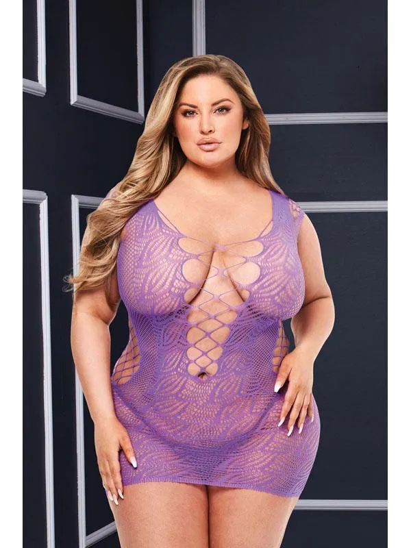Vibrators Baci Baci Corset Front Lace Mini Dress Purple Q BX
